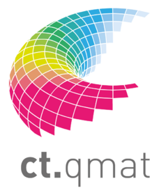 Farbiges ct.qmat-Logo auf weißem Hintergrund mit verkürzter Wortmarke.